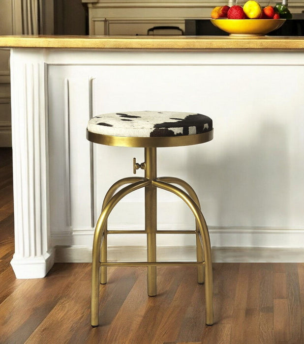 Swivel Backless Counter Height Bar Chair - Multicolor And Gold