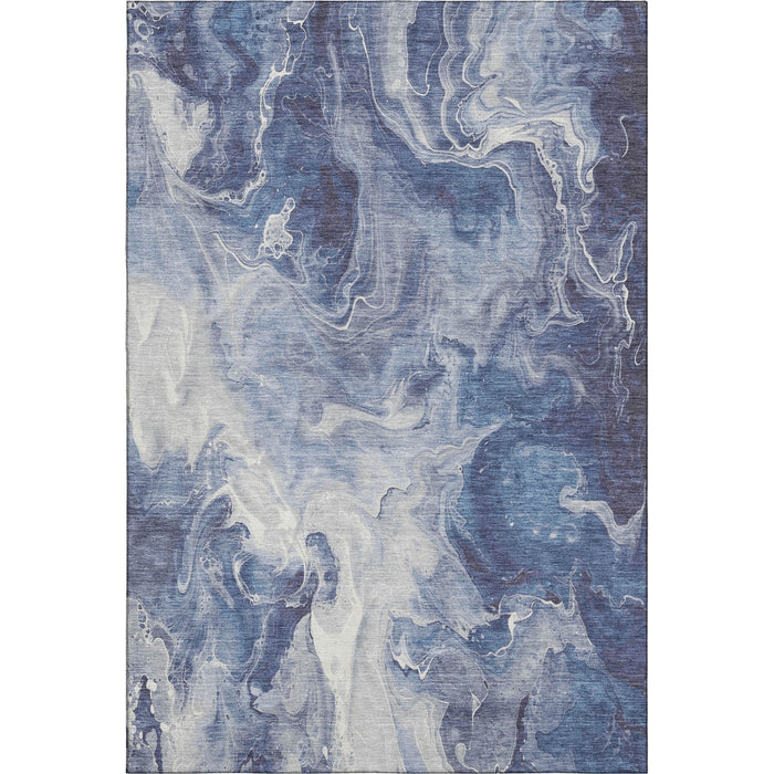 10' X 14' Abstract Washable Area Rug With UV Protection (697218) - Blue / Ivory