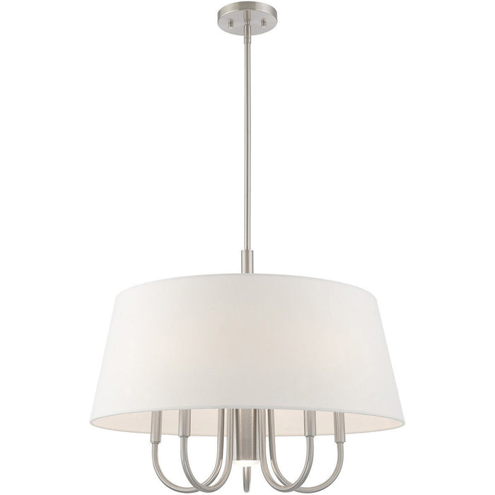 22" 6 Light Dimmable Chandelier With Shades - Nickel