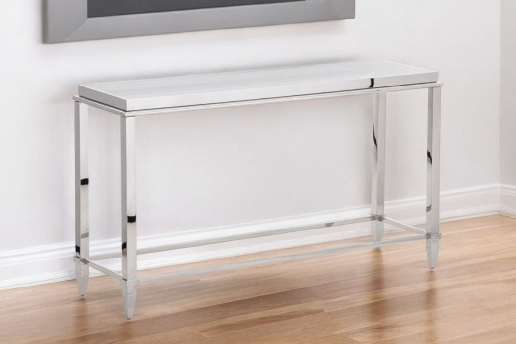 Glass Frame Console Table - Silver