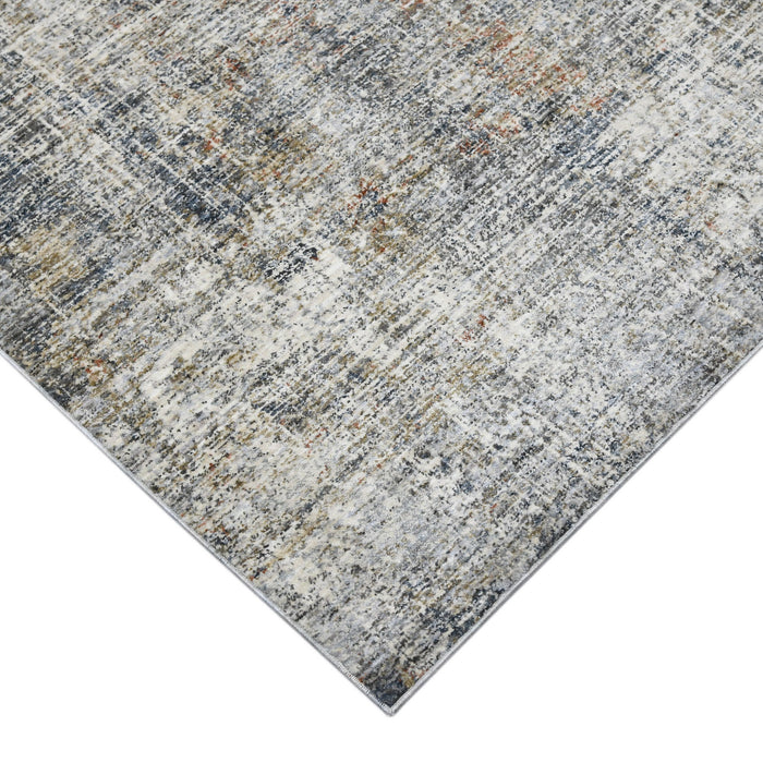 10' x 14' Abstract Power Loom Area Rug - Ivory Navy And Gray