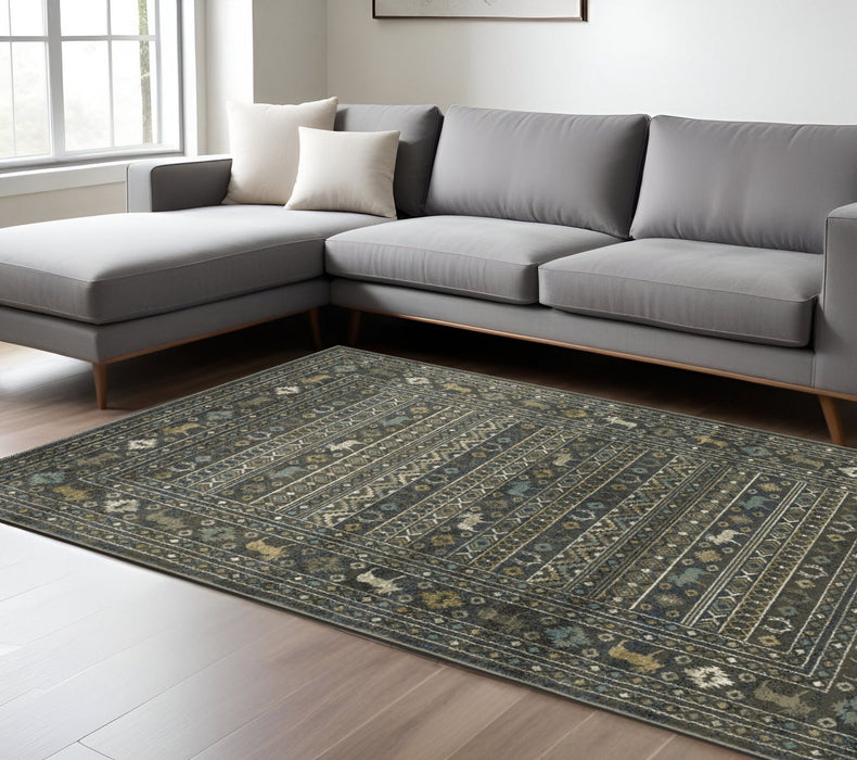 8' X 10' Southwestern Area Rug - Blue And Gold