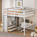 Giga loft bed with built-in wardrobe, desk, shelves, and drawers in a modern bedroom setup