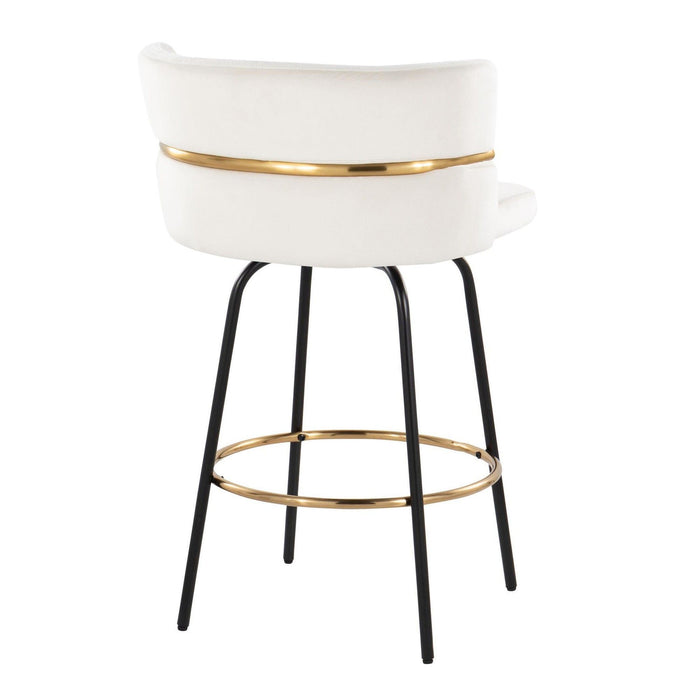 Cinch Claire - 26" Fixed-Height Counter Stool (Set of 2) - Gold And Black Base