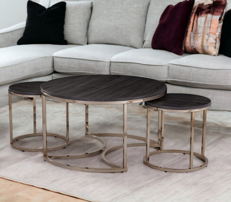 Manufactured Wood And Metal With Iron Round Coffee Table - Champagne