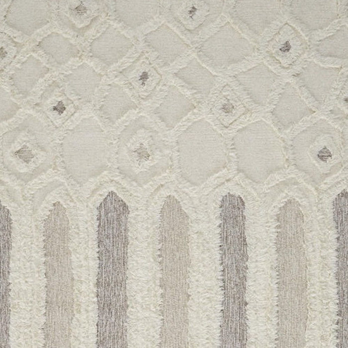 10' x 14' Wool Geometric Tufted Handmade Stain Resistant Area Rug - Ivory Taupe And Tan