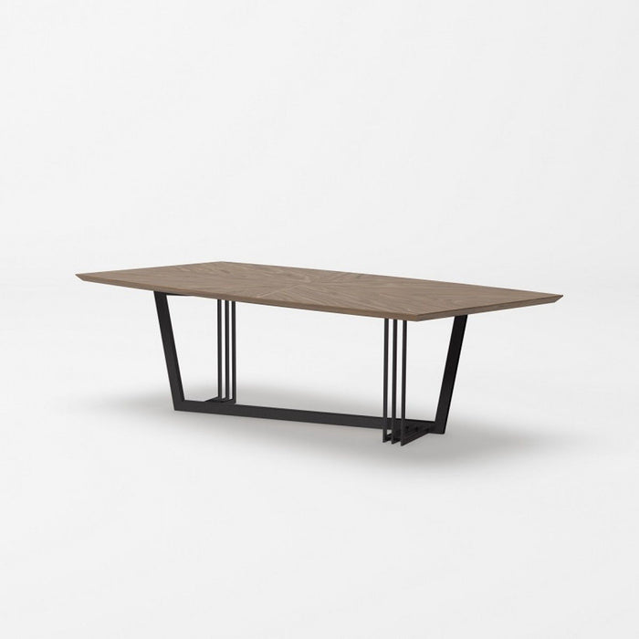 107" Rectangular Geo Trestle Wood Dining Table - Brown / Black