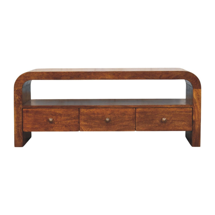 Solid Wood Enclosed Open Storage TV Stand (719186) - Brown
