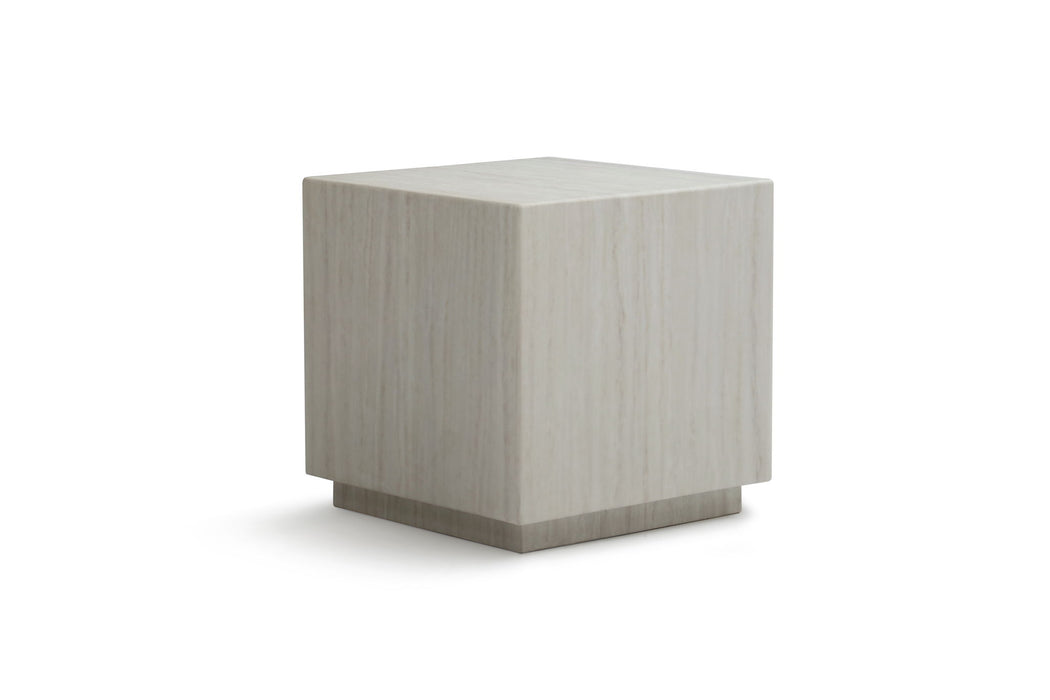 Marble Square Block End Table - Beige