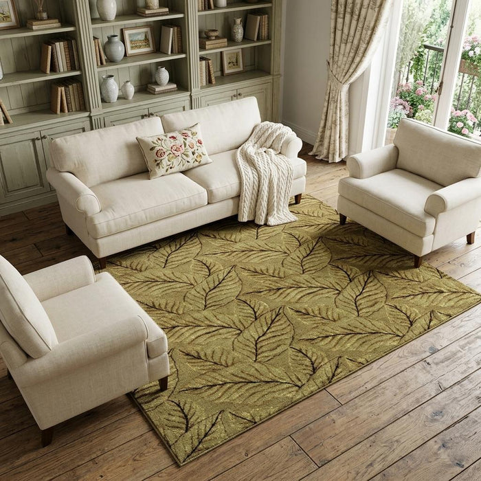 9' X 13' Floral Hand Knotted Area Rug (744388) - Green / Tan / Black