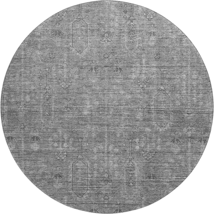 8' Southwestern Washable Round Rug With UV Protection - Gray / Silver