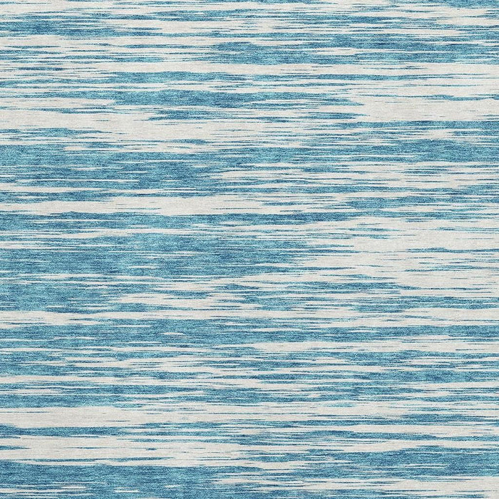 10' X 14' Striped Washable Area Rug With UV Protection (675630) - Teal / Ivory