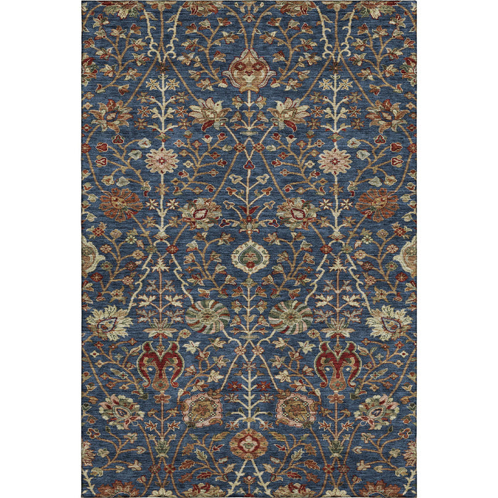 10' X 14' Floral Washable Area Rug With UV Protection (683986) - Navy Blue / Red / Green