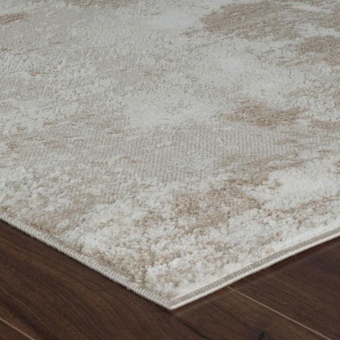 8' x 11' Modern Abstract Distressed Area Rug - Cream And Beige
