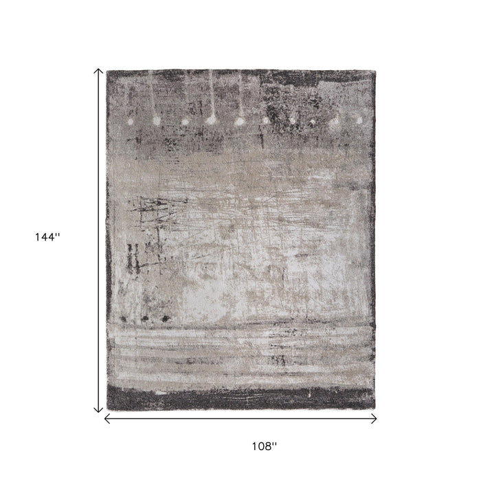 12' X 9' Abstract Distressed Area Rug - Gray / Taupe