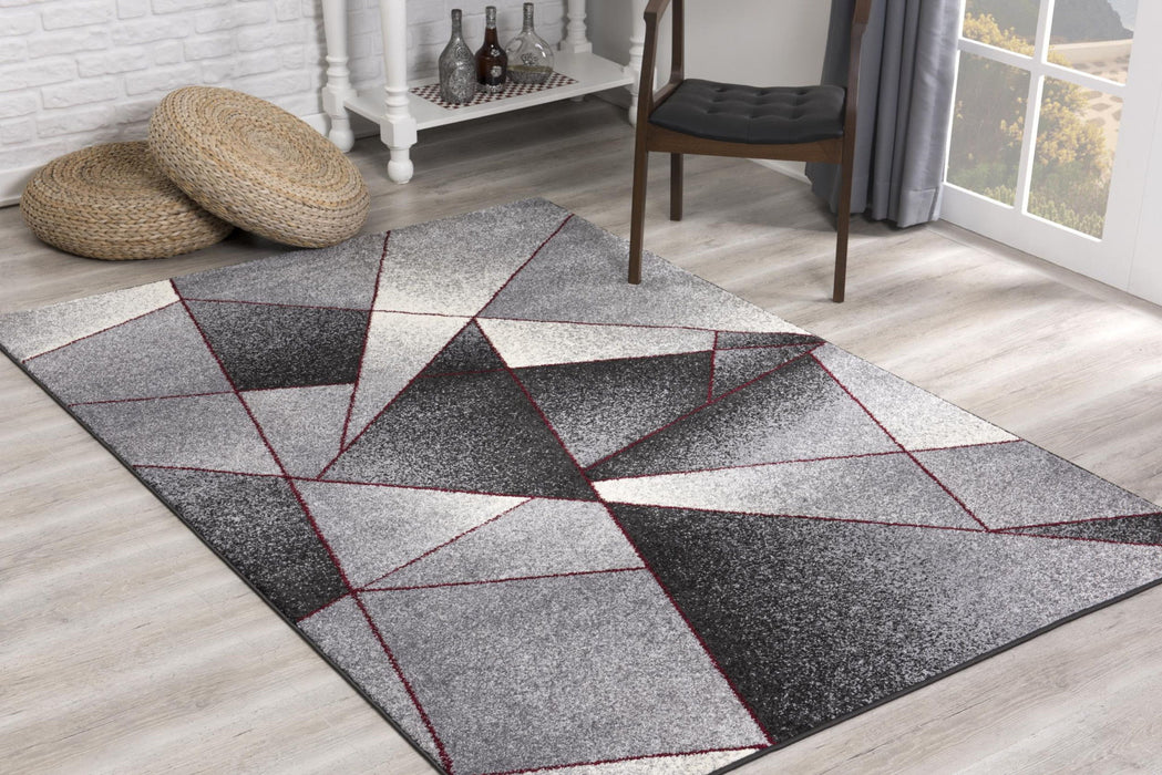 8' x 11' Geometric Area Rug - Gray Red