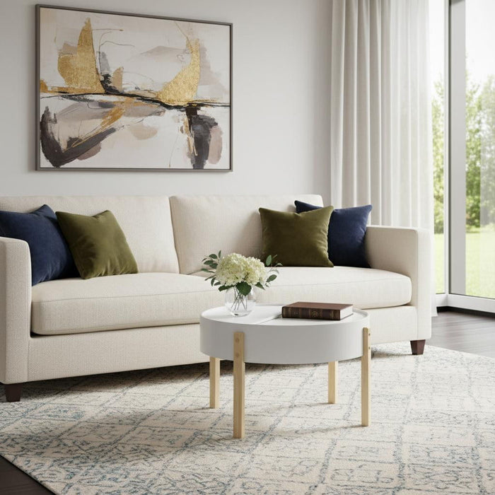 Round Coffee Table - Natural Brown And White