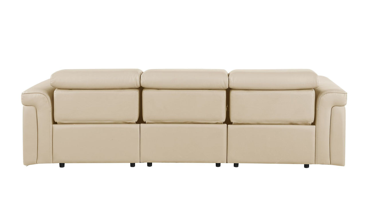 Top Grain Leather Reclining Metal USB Sofa (720427) - Beige