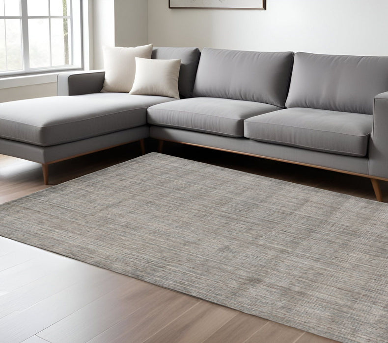 9' X 12' Wool Abstract Hand Woven Area Rug - Gray And Light
