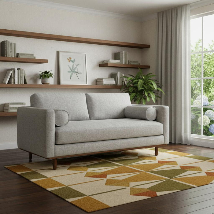 72" Fabric Sofa With Brown Legs - Gray