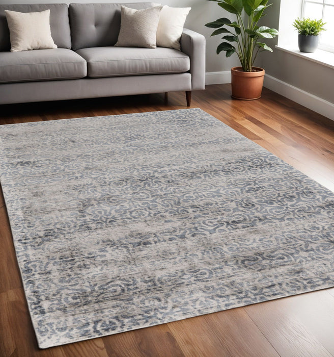 5' x 8' Abstract Hand Woven Area Rug - Blue Gray And Taupe