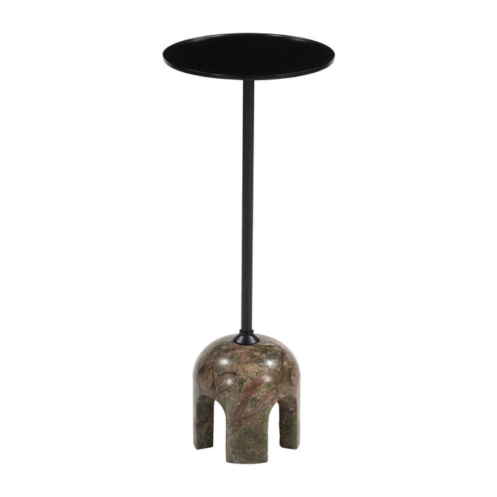 22" Marble Pedestal End Table - Brown