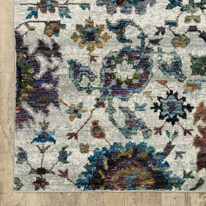 10' x 13' Oriental Power Loom Area Rug - Purple And Gray