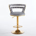 Set of two Giga modern bar stools with iron tube legs, soft cushions, and comfortable backrests for stylish seating.