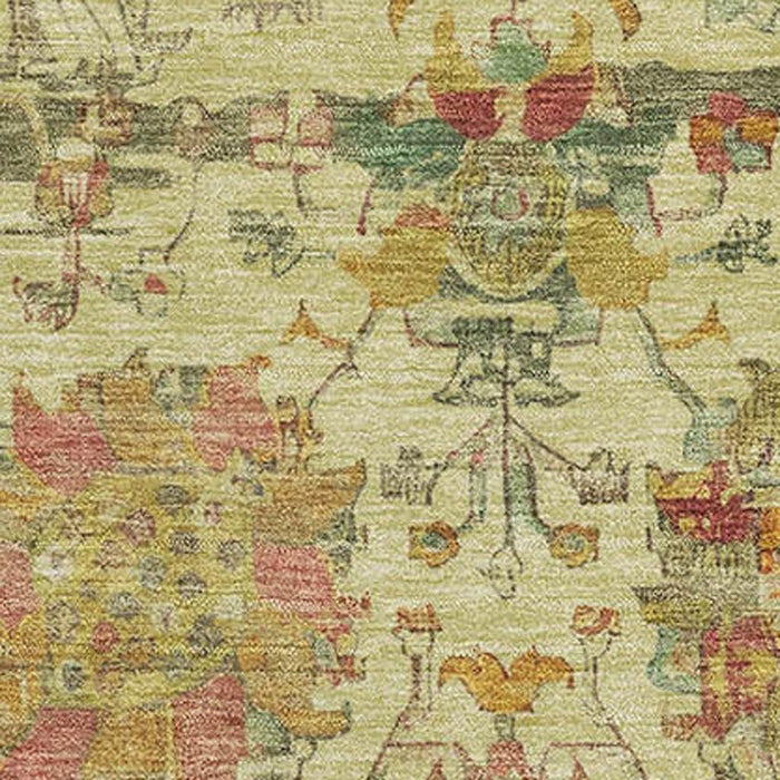 10' X 14' Oriental Washable Area Rug With UV Protection (699508) - Gold / Wheat / Green