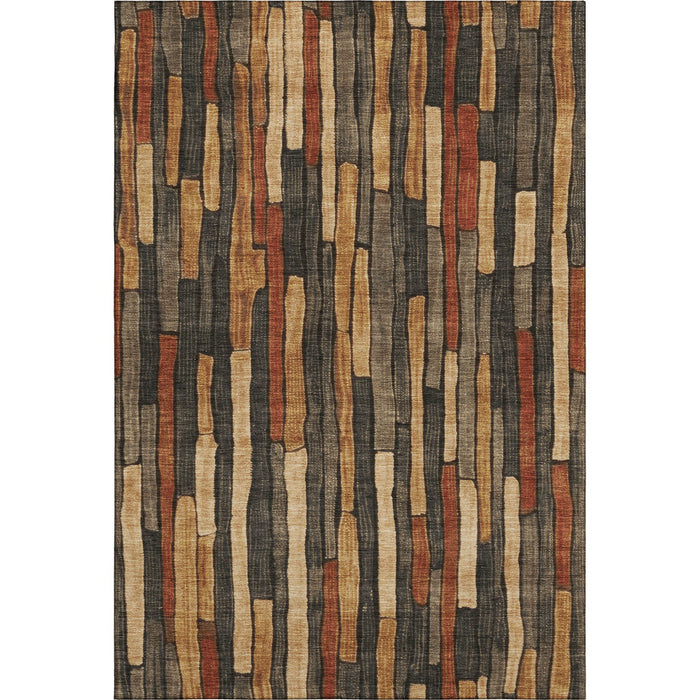 10' X 14' Striped Washable Area Rug With UV Protection (692856) - Coffee / Rust / Copper