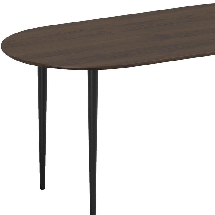 67" Solid Wood Mirrored Double Pedestal Base Oval Dining Room Table - Walnut