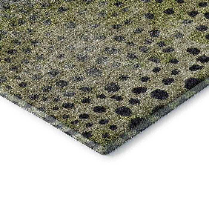 10' X 14' Polka Dot Washable Area Rug With UV Protection (683656) - Green / Purple / Ivory