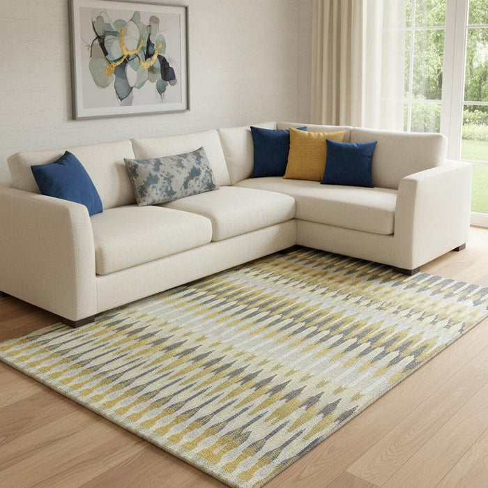 10' X 14' Southwestern Washable Area Rug With UV Protection (668241) - Gold / Gray / Beige