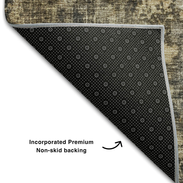 10' X 14' Striped Washable Area Rug With UV Protection (688352) - Gray / Teal / Gold