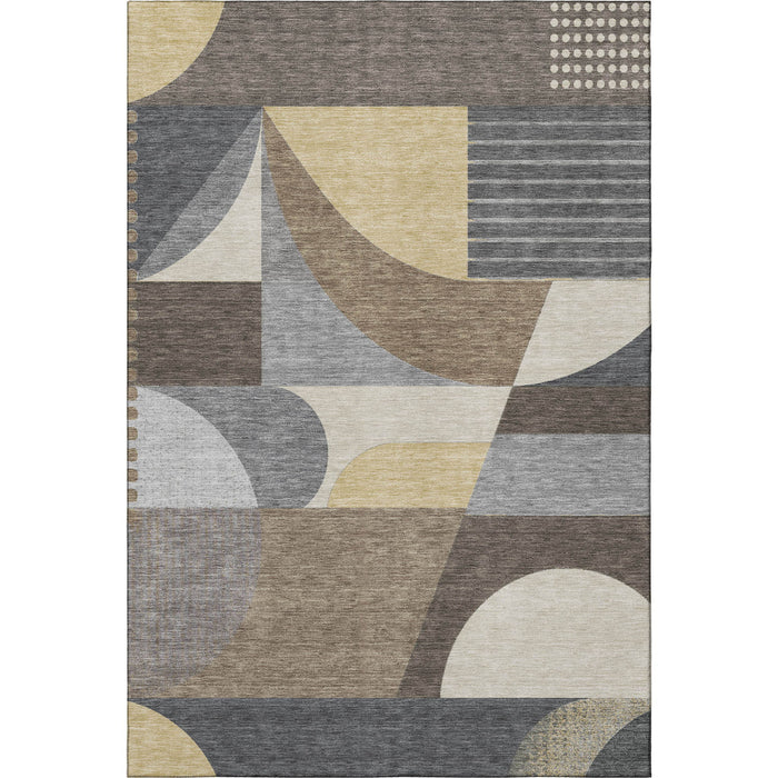 10' X 14' Geometric Washable Area Rug With UV Protection (696560) - Brown / Gray / Ivory