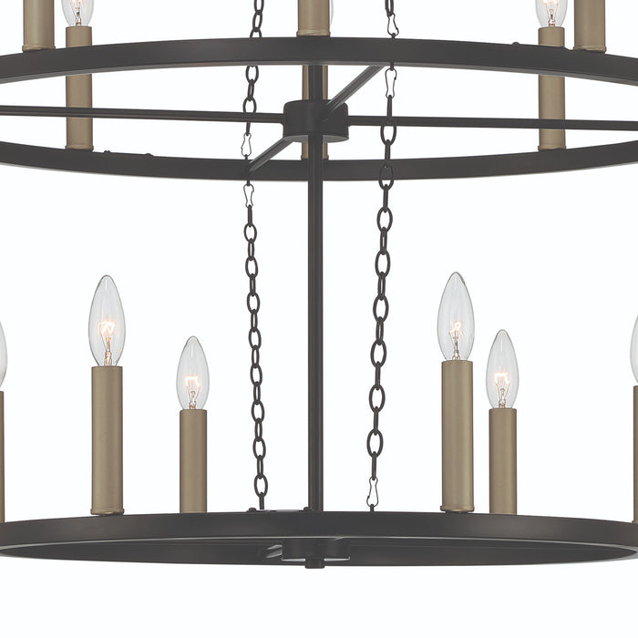 Candle Style Multi Light Metal Dimmable Chandelier - Black / Gold