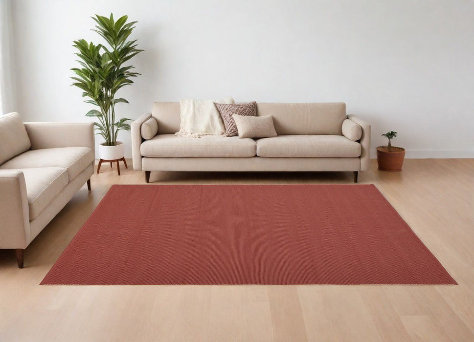 10' x 14' Hand Woven Area Rug - Red And Tan