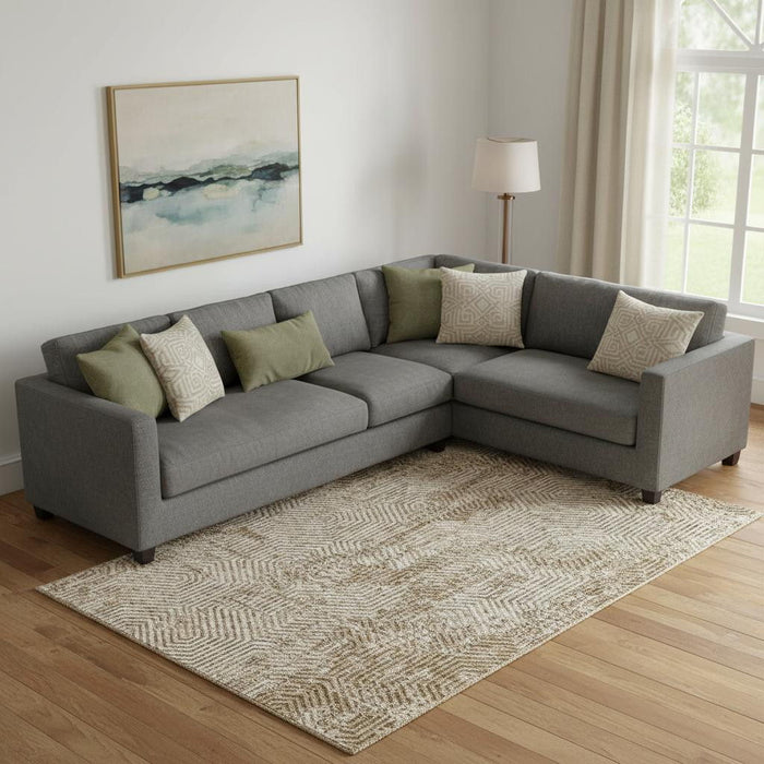 10' X 14' Geometric Washable Area Rug With UV Protection (672518) - Coffee / Beige