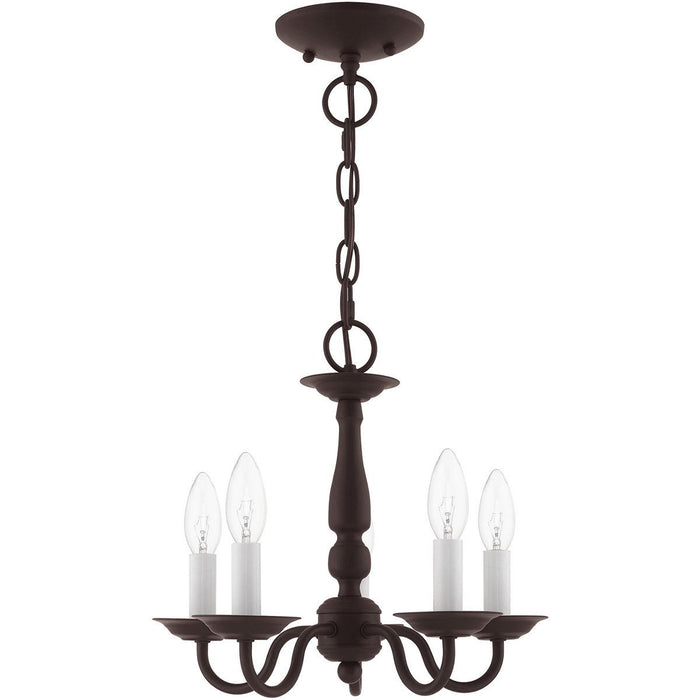 11" Five Light Dimmable Chandelier With Shades - Bronze