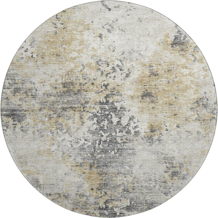 8' Abstract Washable Round Rug With UV Protection - Midnight
