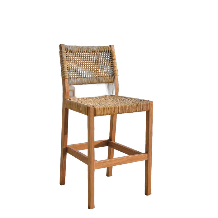 Solid Wood Low Back Bar Height Bar Chair - Beige