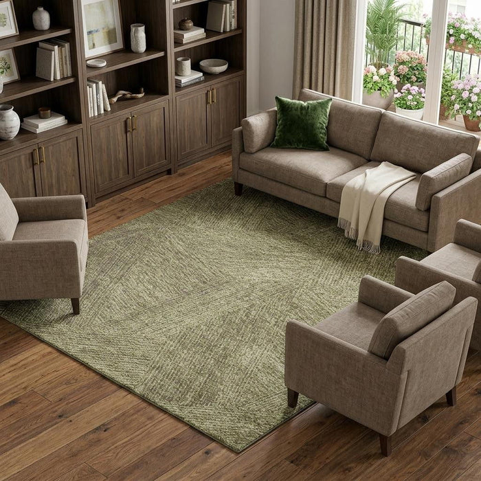 10' X 14' Abstract Washable Area Rug With UV Protection (678149) - Green / Beige