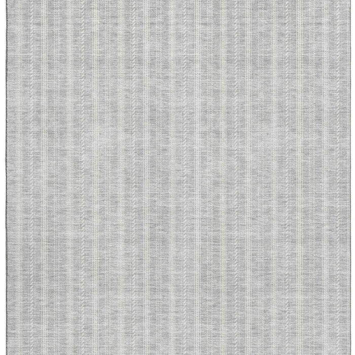 10' X 14' Striped Washable Area Rug With UV Protection (673879) - Silver / Ivory