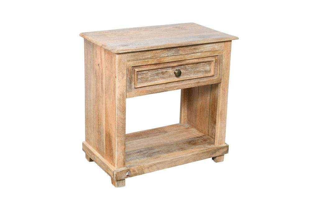 28" Distressed One Drawer Solid Wood Nightstand - Natural