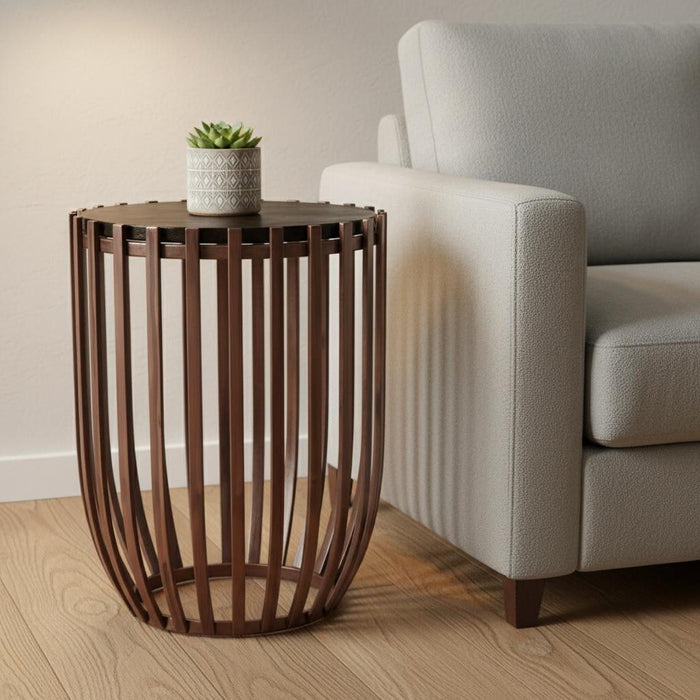22" Iron Pedestal End Table - Bronze