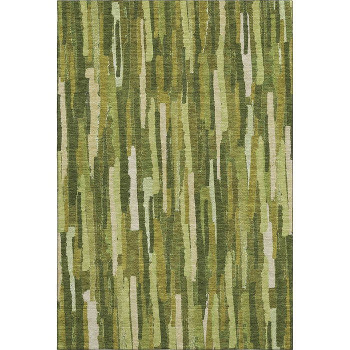 10' X 14' Striped Washable Area Rug With UV Protection (692934) - Green / Ivory