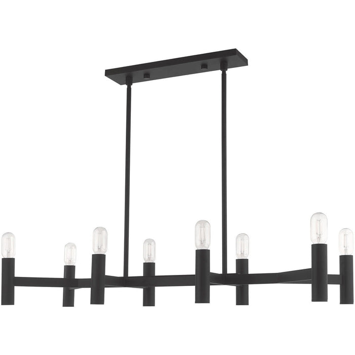 18" Eight Light Dimmable Chandelier With Shades - Black