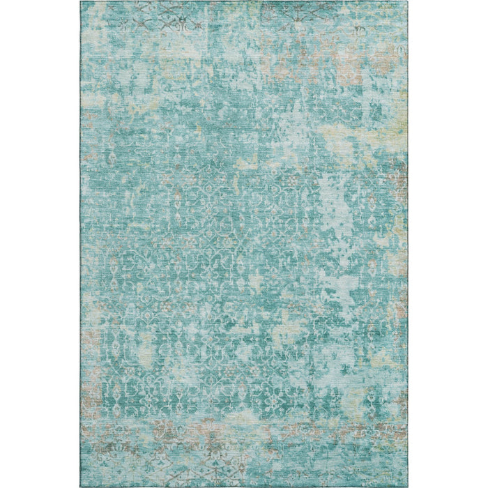 10' X 14' Oriental Washable Area Rug With UV Protection (700211) - Teal / Gray / Taupe
