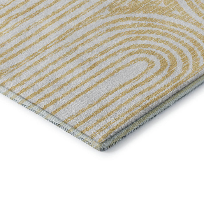 10' X 14' Geometric Distressed Washable Area Rug With UV Protection (648244) - Gold / Ivory