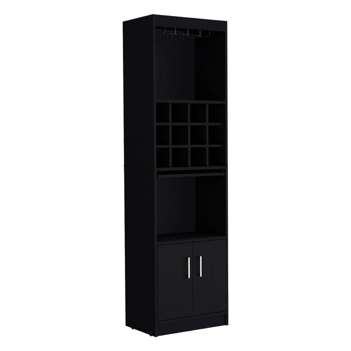 71" Wood Bar Cabinet With Two Doors - Black
